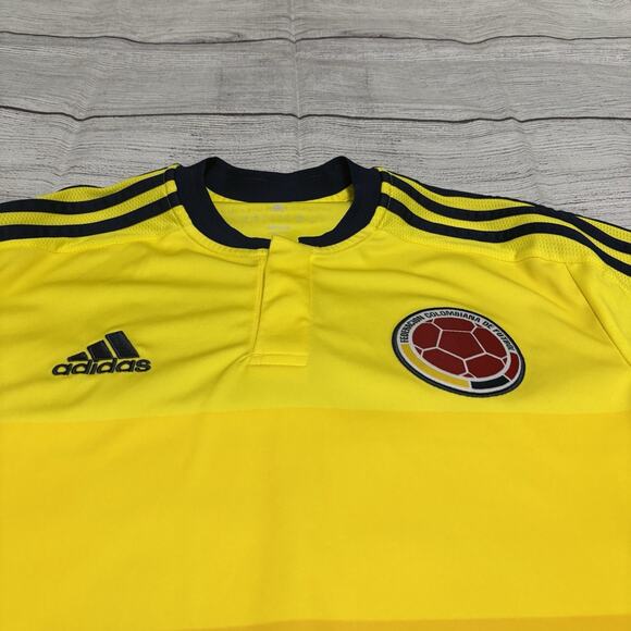 Adidas Colombia National Team Jersey Mens Size SM Yellow Soccer Futbol World Cup - Picture 4 of 7